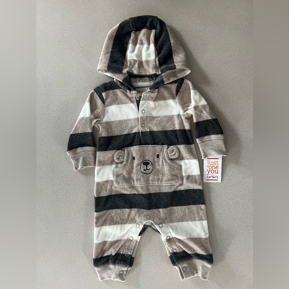 3/$10 Carters Fleece long sleeve onesie with hood
